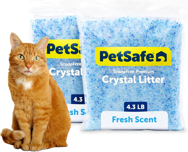 PetSafe ScoopFree 4.3 lb Bags (2 Pack) Premium Crystal Cat Litter - Outperforms Clay Litter - Refill Packs - Reusable Tray Compatible - Fresh Scent