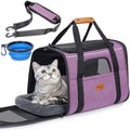 Morpilot Pet Carrier for Large Cats, Puppies & Small Dogs Up to 25lbs, Escape-Proof with Locking Zippers, Dual-Sided Cushion, Safety Buckle for Car & Vet Travel, Includes Foldable Bowl (Dark Gray)