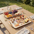 Thanksgiving Serving Trays with Handles, 19 x 11.6 Inch, Set of 2, Bamboo Fiber Serving Platter, Dishwasher Safe, with Removable Silicone Mats, Turkey and Fall Plaid