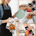 Hexagram Pumpkin Fall Kitchen Towels, Buffalo Check Fall Decor Hand Towels