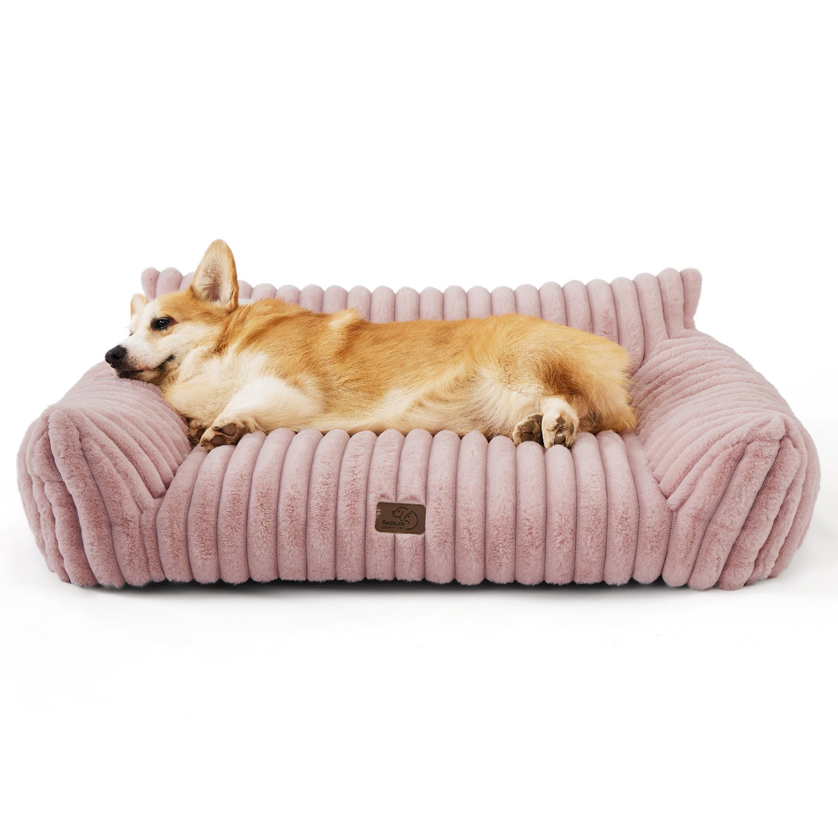 Bedsure ComfyFleece™ Shown on TV Fluffy Cute Dog Couch for Pets,30in Cream | Small & Medium Dog Bed Washable Cover,Supportive Couch Bed for Small Dogs,Pet Sofa Seen on Good Day New York,Up to 20 Lbs