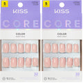 Kiss Core, Press On Nails, Nail glue included, 'Apple Blossom', Red, Medium Size, Almond Shape, Includes 32 Nails, 2g Glue, 1 Manicure Stick, 1 Mini File
