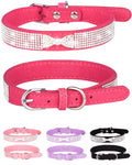 Bling Dog Collar for Small Medium Large Dogs, Crown Rhinestone Dog Collars for Girl and boy Dog, Diamond Puppy Collars, Adjustable Leather Suede SOFE Cat Collar (S(10.6"-13"/27CM-33CM), Pink)