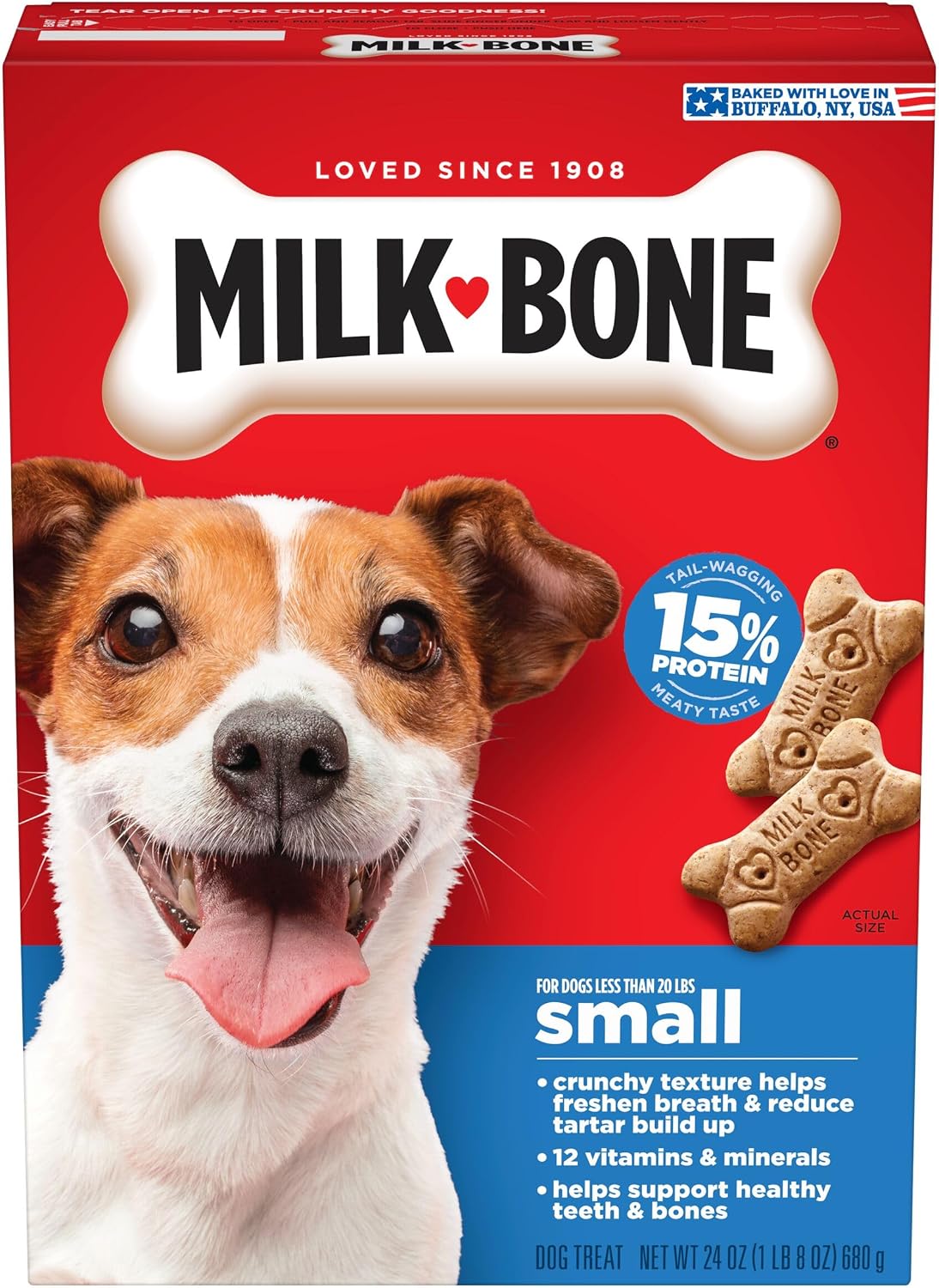Milk-Bone Crunchy Small Dog Treats, 24 Oz. Box, Original Beef Flavor