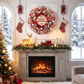 Christmas Wreath for Front Door, Mesh Wreath with Red Gold Ribbon