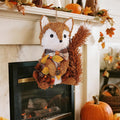 Fall Wreath for Front Door, 13.4" Thanksgiving Straw Fox Figurine with Woodchip Pinecone, Hanging Harvest Autumn Gifts, Tabletop Centerpieces, Woodland Animal Home Kitchen Office Decor