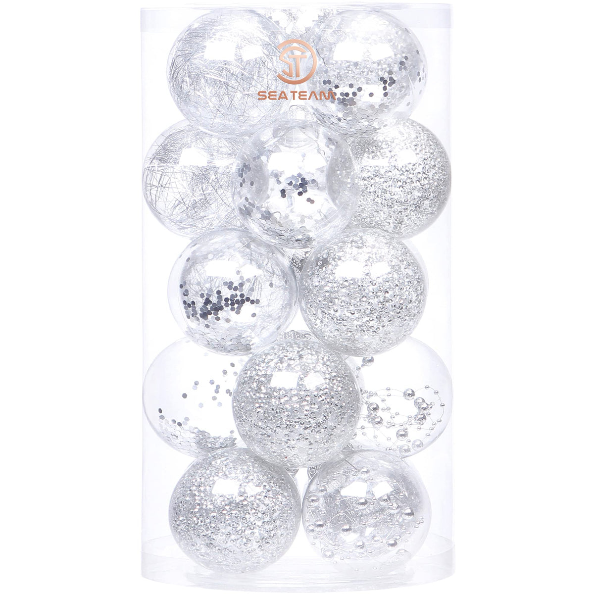Sea Team 30-Pack Clear Christmas Ball Ornaments with Fillers, Champagne