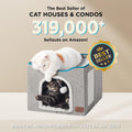 Bedsure Cat House Bed for Indoor Cats with Fluffy Ball and Scratch Pad,Grey | 16.5x16.5x13 in,Large Cat Cave for Multiple Pets,Foldable Cat Hideway Cube for Sleeping Kitten