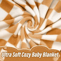 GreatBba Plush Checkered Baby Blanket,30 x 40 Inch Fleece,Orange White