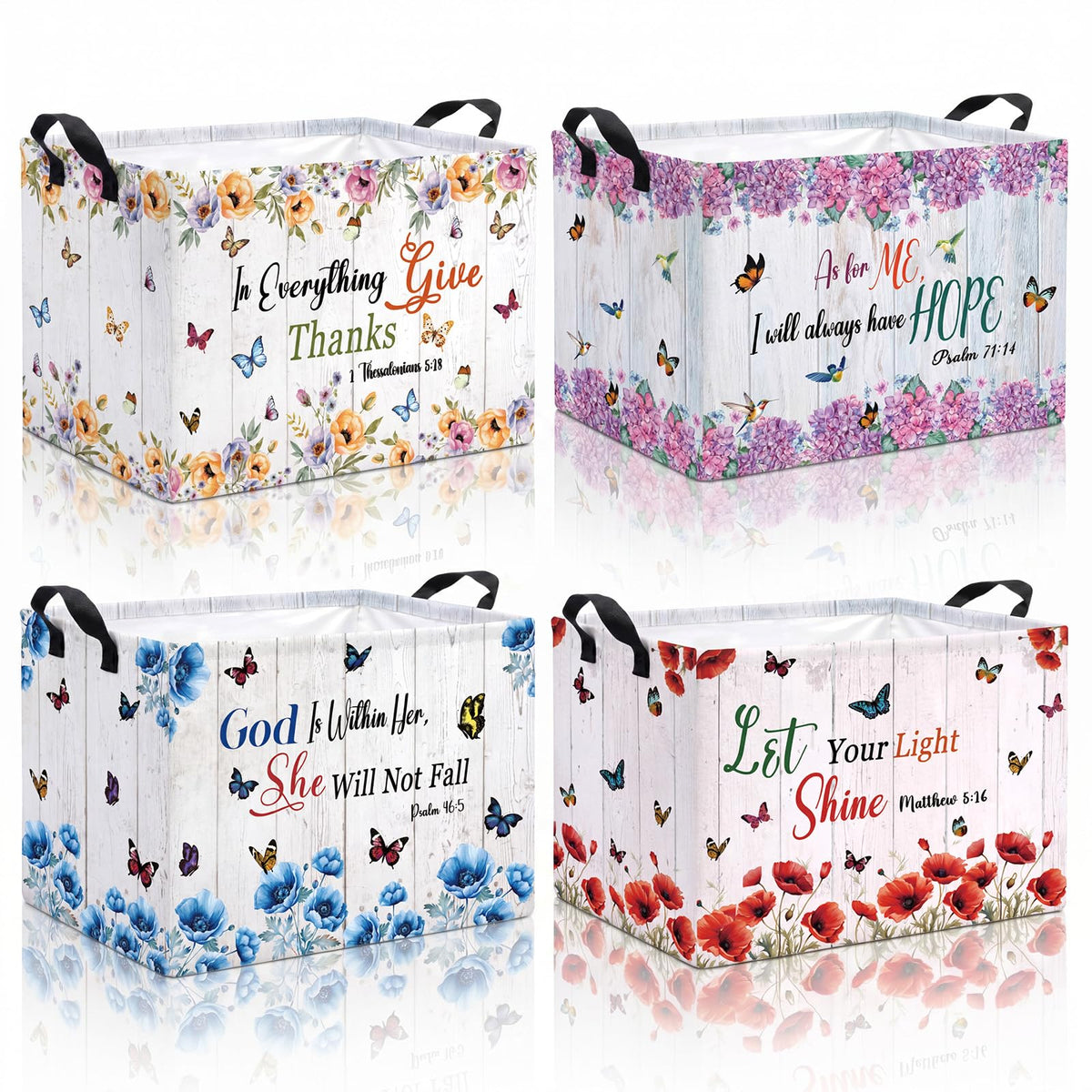 4 Pcs Thanksgiving Storage Basket Empty with Handles, Large Fabric