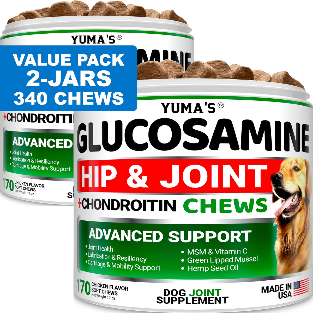 Hemp Calming Chews for Dogs - 240 Treats - Advanced Dog Calming Chews - Anxiety Relief Supplement Treats with Melatonin - Sleep Aid for Separation, Barking, Stress, Hip and Joint Support Made in USA
