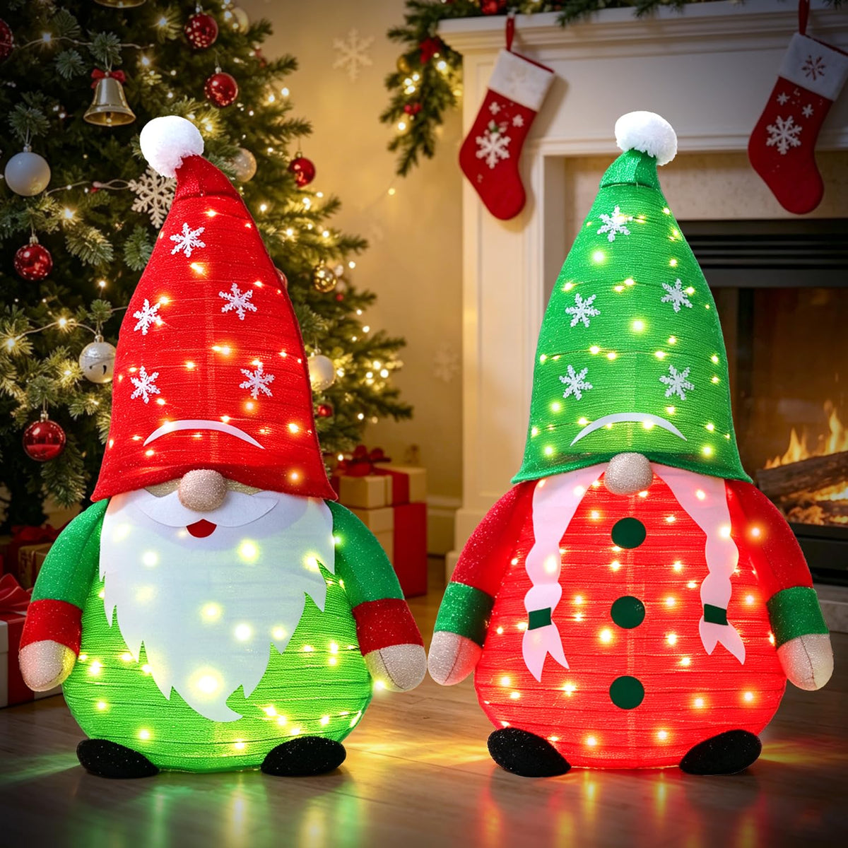 Lighted 2D Gingerbread Christmas Decorations, 2 Piece Gingerbread Man