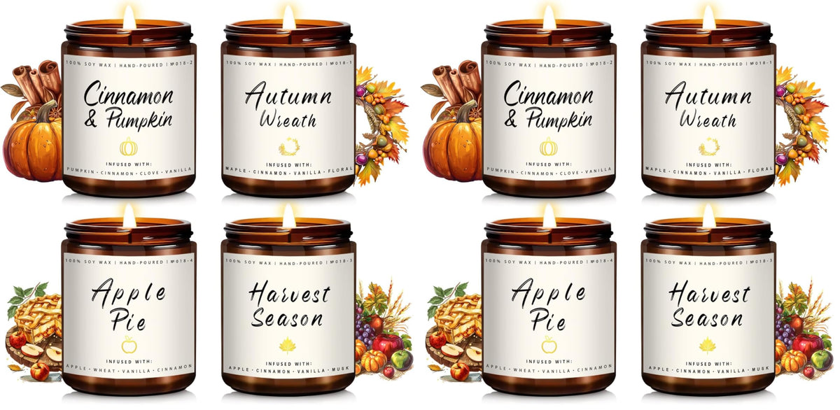 Cinnamon & Pumpkin Scented Candle – Fall Candles for Home Scented, Soy Candles for Home, 7 oz Cozy Pumpkin Candle for Women & Men, Autumn Décor & Holiday Gifts