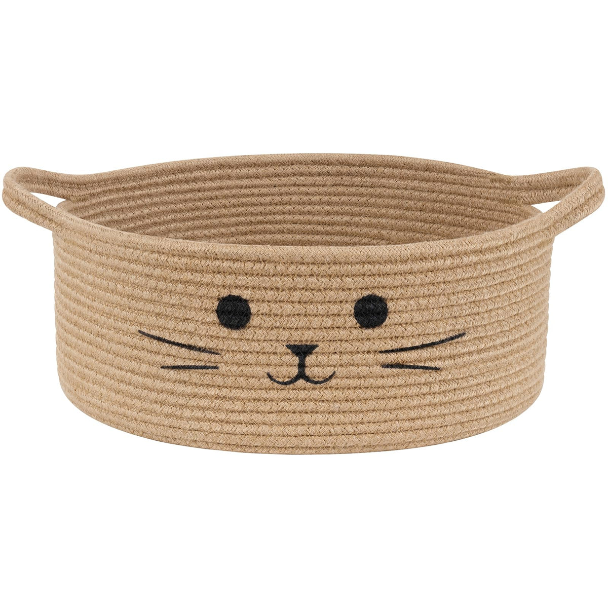 Small Woven Rope Storage Basket, Cute Cat Toy Basket for Living Room, Baby Baskets for Nursery, Gift Baskets Empty for Baby Shower, Grey, 9.8 x 4 inches
