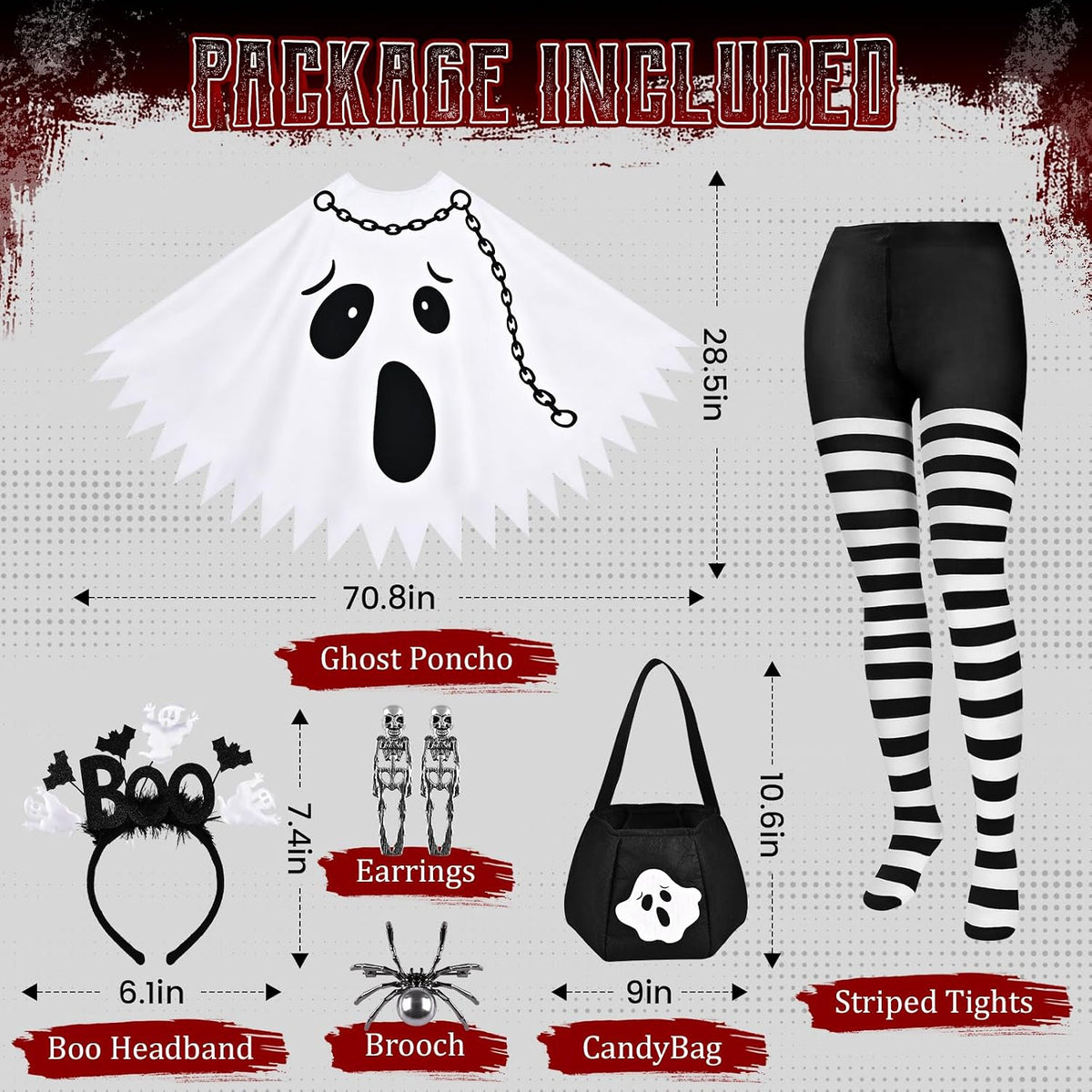 6 PCS Halloween Costume Set for Women Adult, Perfect for Halloween