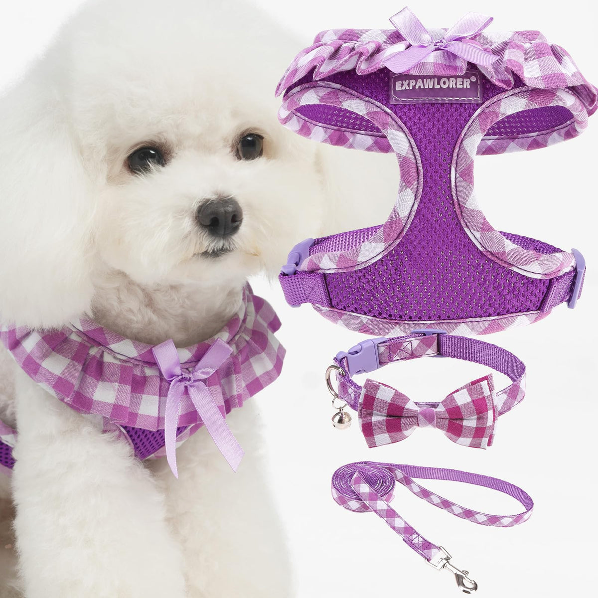 EXPAWLORER Step-in Dog Harness Small Sized Collar and Leash Set