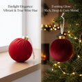 9pcs Large Velvet Christmas Balls Ornaments (Red,3.15'')