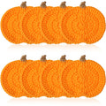Irenare 4 Pcs Fall Crochet Pumpkins Coaster Halloween Thanksgiving Decor