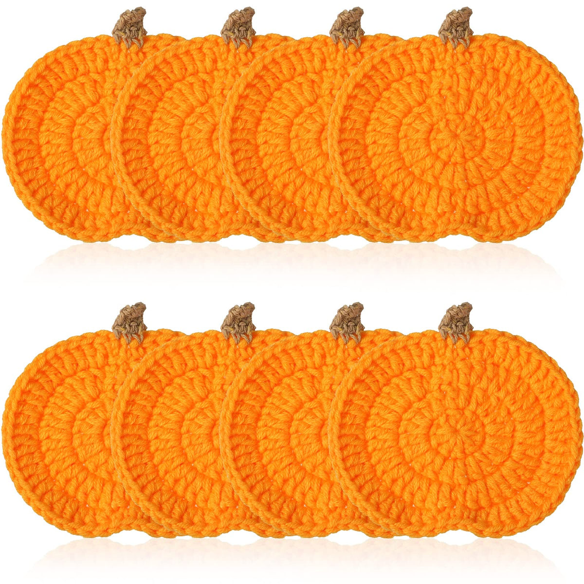 Irenare 4 Pcs Fall Crochet Pumpkins Coaster Halloween Thanksgiving Decor