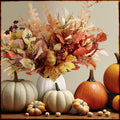 Beeveer 6.7 Inch Ceramic Pumpkin Vase, Large White Pumpkin Utensil Holder