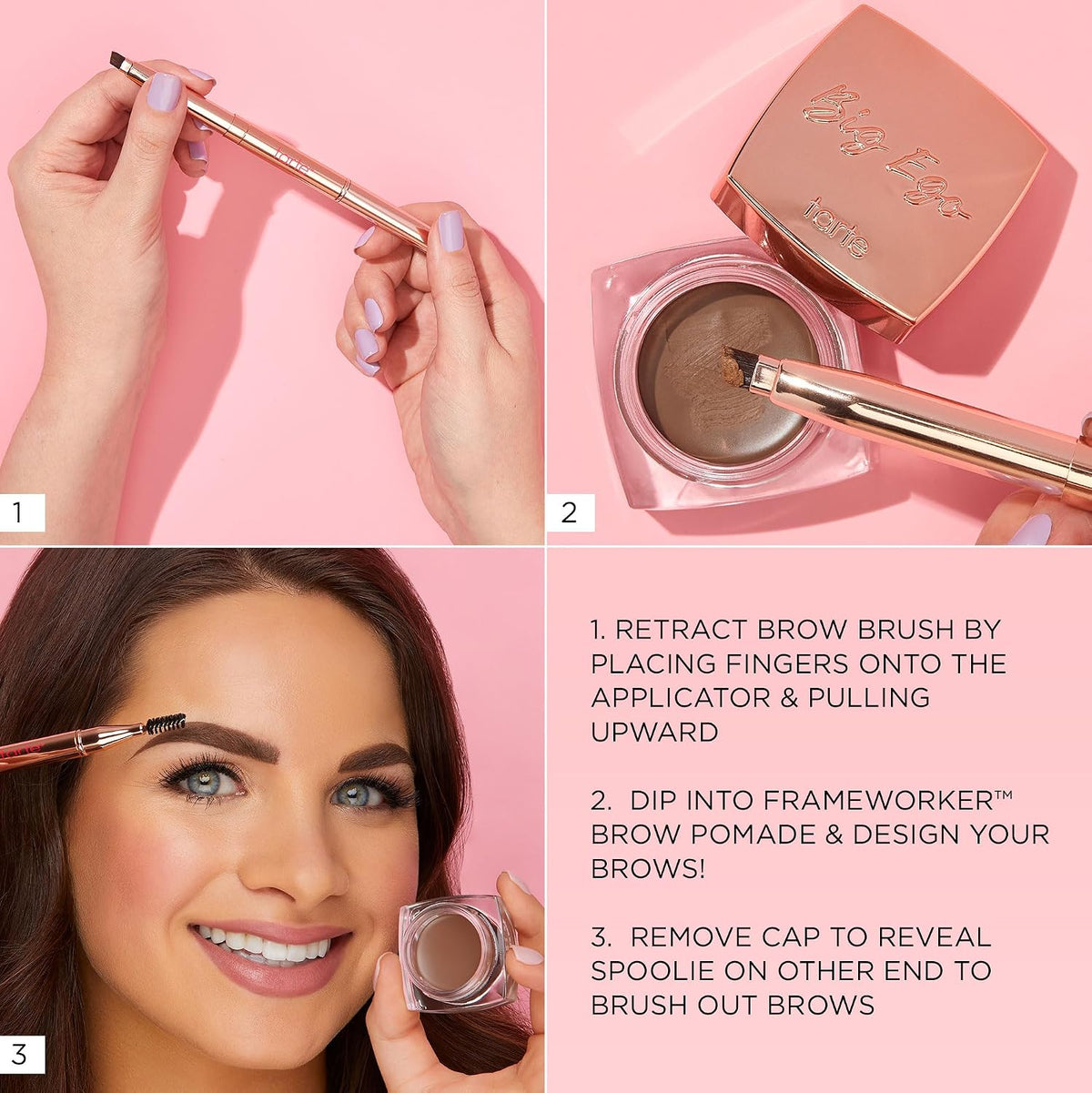tarte big ego frameworker brow pomade – Creamy Pigmented Eyebrow Gel to Sculpt & Fill with Waterproof, Smudgeproof, Sweatproof Longwear Formula & Vitamin E to Condition, Vegan & Cruelty Free