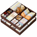 DIMJ Drawer Organizer Clothes, 12 Pack Dresser Organizer, Foldable Closet Organizers and Storage, Fabric Dresser Bins, Drawer Dividers for Nursery, Baby Clothes, Underwears, Sock (Beige)