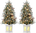 3 Ft Pre-Lit Christmas Tree, Artificial Christmas Tree with Base, Xmas Tree with Timer, Christmas Decoration for Home, Office, Easy Assembly