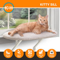 K&H Cat Window Perch Kitty Sill - Cat Window Hammock Bed with Strong Support Holds 40 lbs, Cushioned Windowsill Bed for Indoor Cats, Washable Cover, Cream Fleece, 24 x 14 Inches