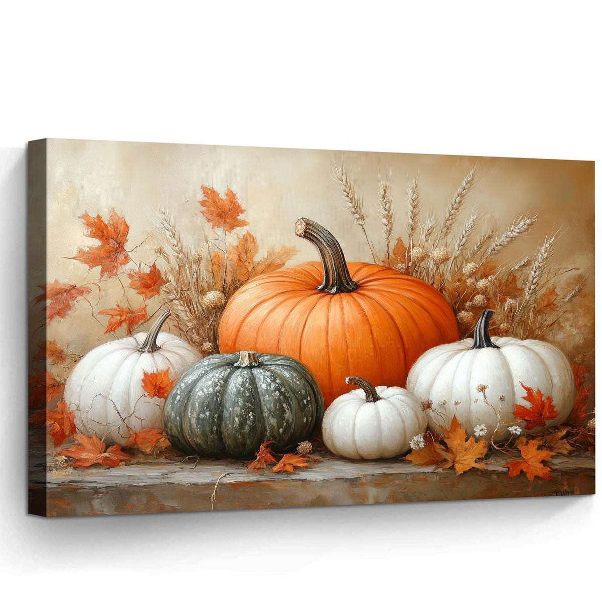 YZDQLANY Canvas Wall Art Autumn Landscape Dog Pumpkin Wall Decor