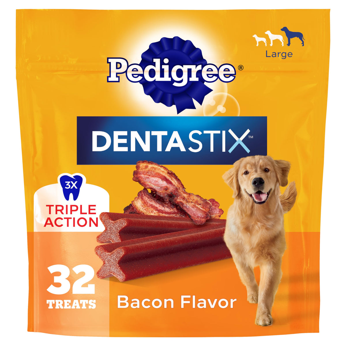 Pedigree Dentastix Dog Dental Treats, Large Breed Dog Treats, Fresh Flavor, 1.87 lb. Bag (36 Treats Total)
