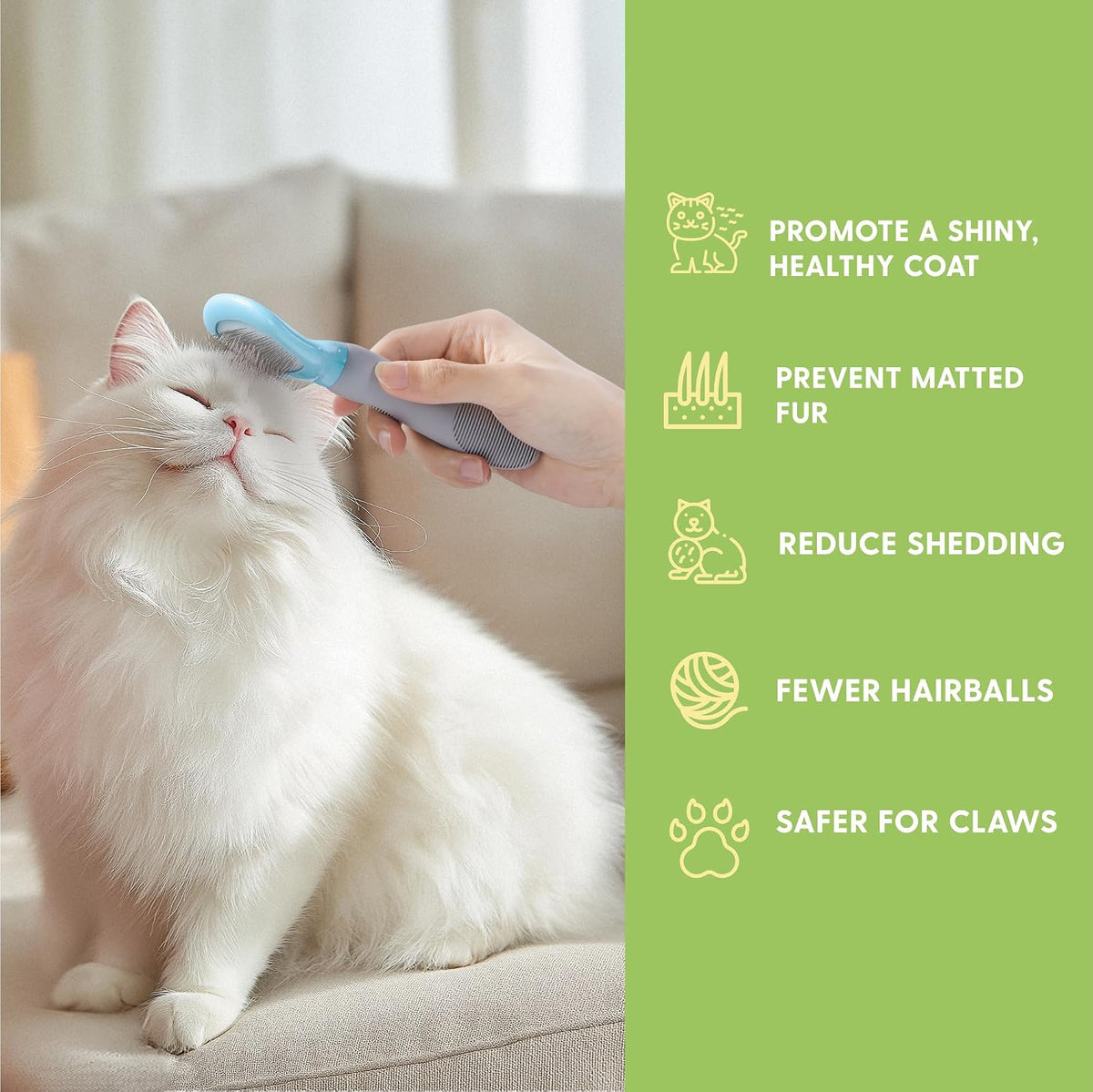 The Cat Ladies Cat Grooming Kit - 5 Piece Brushes Kit - with Comb and Matted Fur Undercoat Deshedding Cat Hair Brush for Long Haired Cats or Short Haired Kittens or Bunny Rabbits