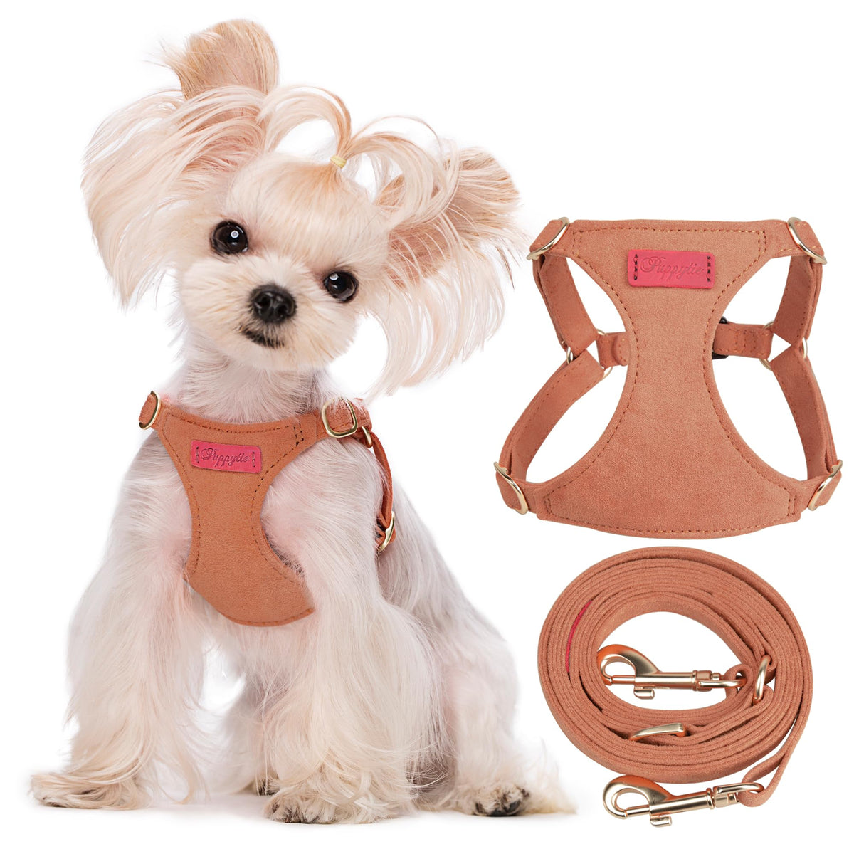 Puppytie xs Dog Harness with Multifunction Dog Leash,Soft Adjustable No Choke Escape Proof Pet Harness Vest,red-Camellia,XS