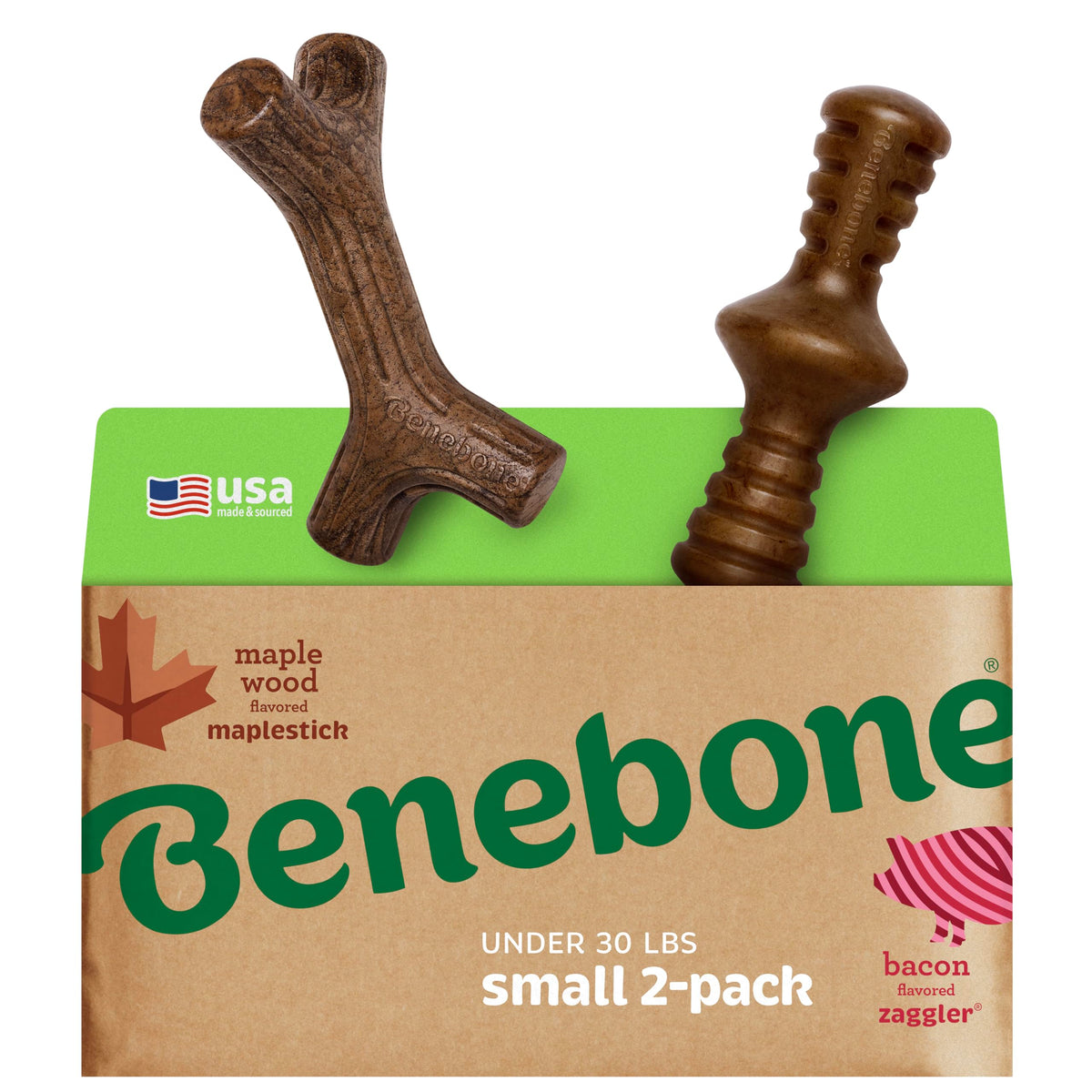 Benebone Large 4-Pack Dog Toys for Aggressive Chewers – Under 90 lbs