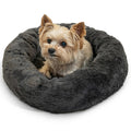 Best Friends by Sheri The Original Calming Donut Dog Bed for Large Dogs up to 100 lbs, Shag Faux Fur, Taupe, Large, 36" x 36"