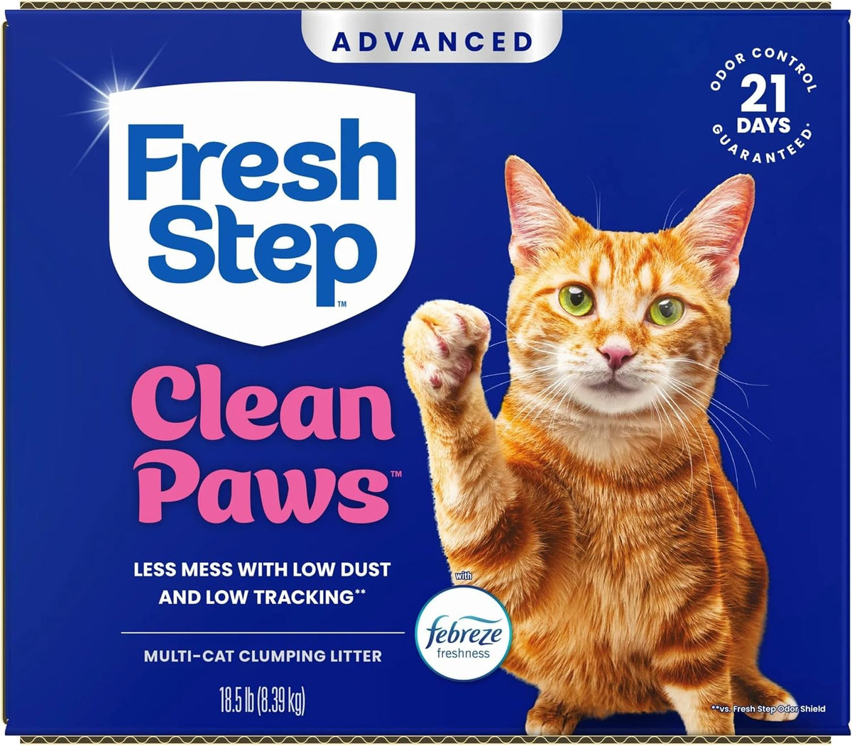 Fresh Step Advanced Clean Paws Multi Cat Clumping Litter with Febreze Freshness, Low Tracking, 18.5 lb. Box, Pack of 2