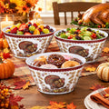 3 Pcs 10" Thanksgiving Serving Bowls, Turkey Print