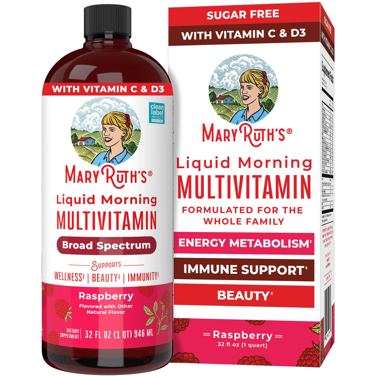 MARYRUTH'S Multivitamin for Women, Men & Kids | Liquid Morning Multivitamin | Vitamin A C D E B6 B12 Biotin Zinc | Beauty | Vegan | Non-GMO | Gluten Free | 15 Servings