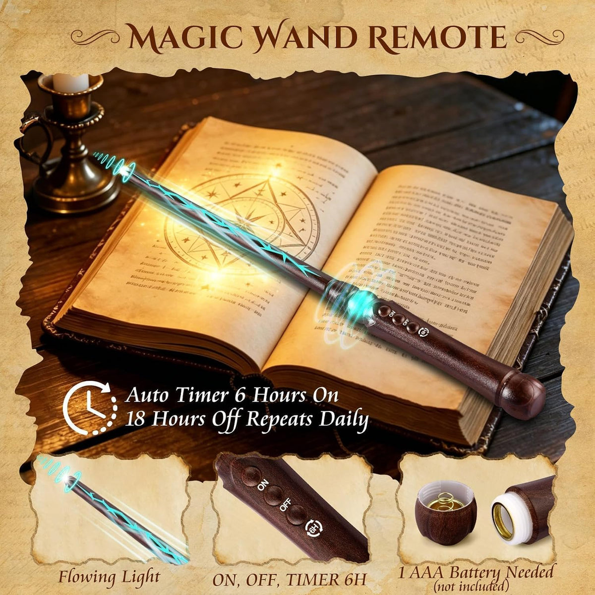 OCATO Upgraded 20Pcs Floating Candles with Wand for Halloween Decorations