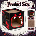 Cinrobiye Cardboard Cat House with Scratcher, Gothic Halloween Cat Scratcher Box with 2 Corrugated Scratch Pads, Open Top Indoor Cat Hideaway Bed for Cats and Kittens