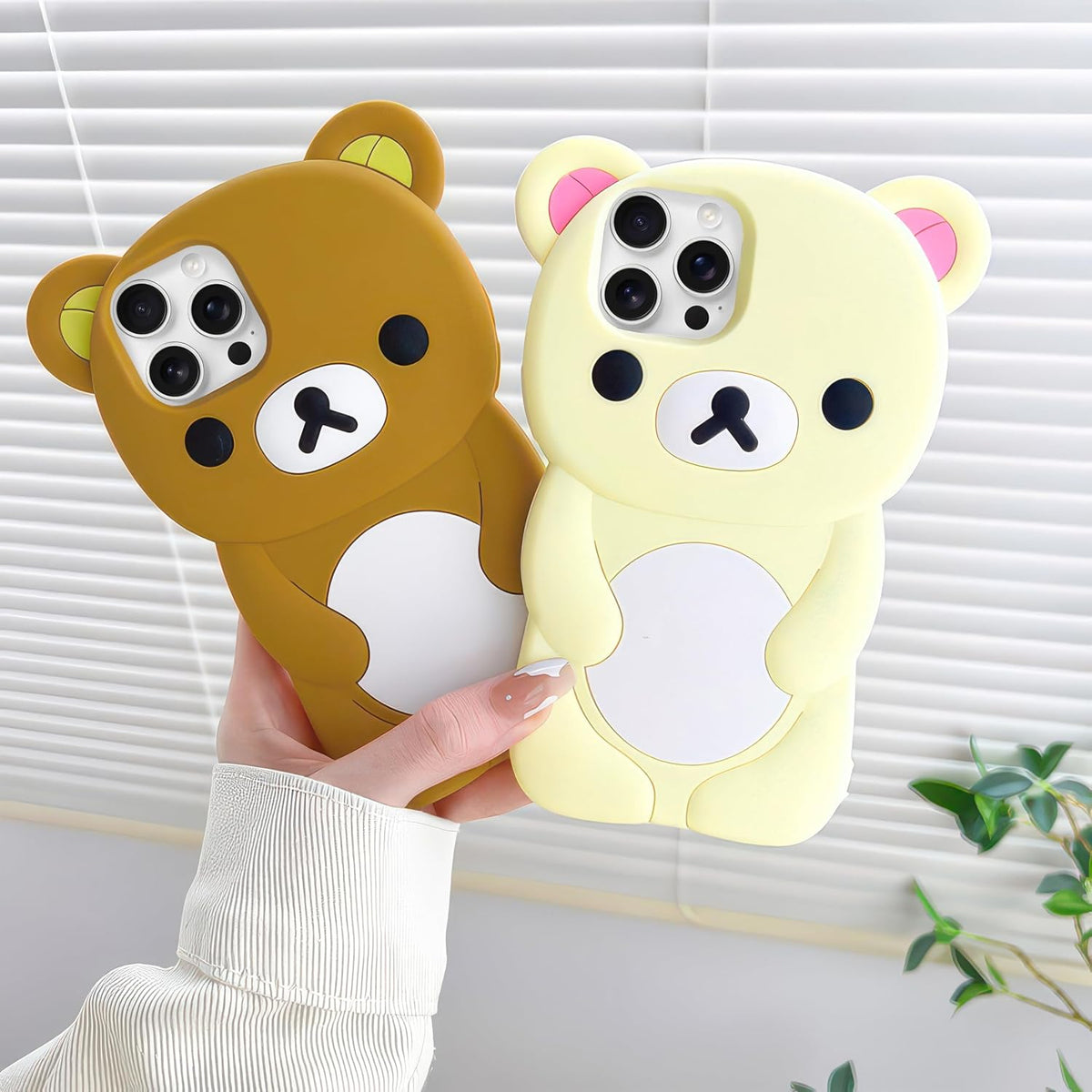 IAIYOXI Soft Silicone Bear Case for iPhone 15, Cute 3D Cartoon Teddy Bear Designed, Protective Lovely Fun Adorable Fashion Phone Case, Kawaii Cover for Women Girls Kids, Yellow
