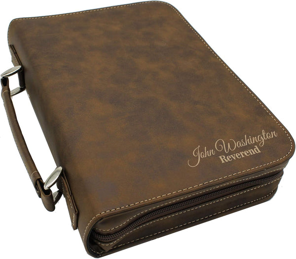 Personalized Bible Cover Holder Case with Carrying Handle for Men and Women (Rawhide with Gold)