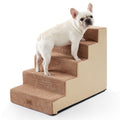 COZY KISS Dog Stairs for Small Dogs, 5 Tier Wider Pet Stairs for High Beds, 23.6" H Non-Slip Dog Steps for Old Cats, Puppies, Small Medium Dogs, 19.7x29.5x23.6 inch, Beige