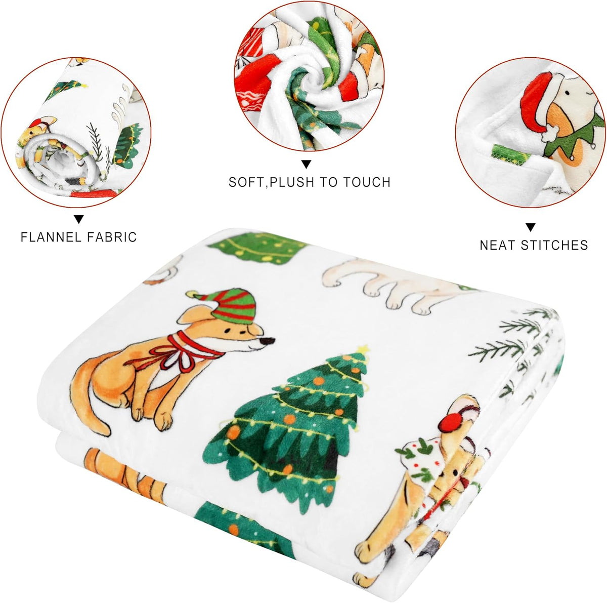 Christmas Dog Tree Blanket Soft Cozy Lightweight Xmas Throw Blanket for Couch Sofa Bed Living Room Home Decor for Boys Girls Kids Adults Gift 50x60 inch