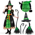 Spooktacular Creations Fairytale Witch Cute Witch Costume Deluxe Set with Broom for Girls