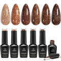 Beetles Halloween Cat Eye Gel Nail Polish Set, 6 Colors Glitter Gel