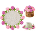 Crochet Flower Coasters, Handmade Bouquet Coasters with Crochet Plant Pot (Sunflower Yellow, 1Pc)