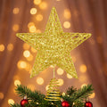 Brightown Gold Glitter Christmas Tree Topper Star, Sparkling Holiday Decor