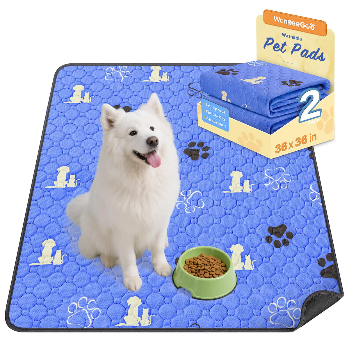 WanpeeGoo Washable Pee Pads for Dogs, Waterproof, 18 x 24 in, 4 Pack, Gray | Super Absorbent, Waterproof and Non-Slip; Washable, Reusable Dog Pads for Crates, Playpens, Floors, Furniture and Travel