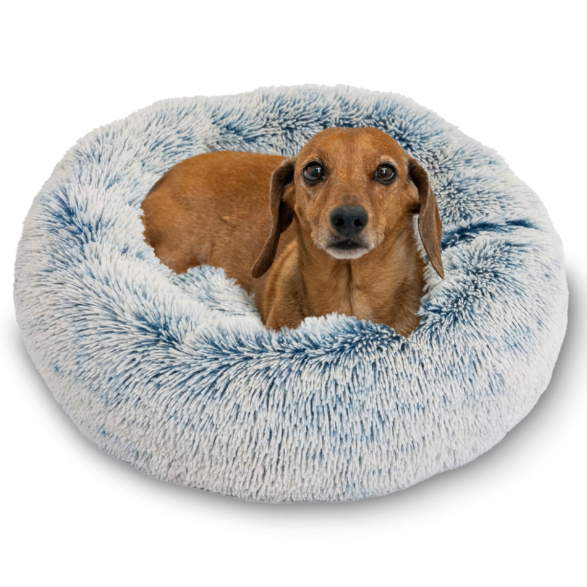 Best Friends by Sheri The Original Calming Donut Dog Bed for Large Dogs up to 100 lbs, Shag Faux Fur, Taupe, Large, 36" x 36"