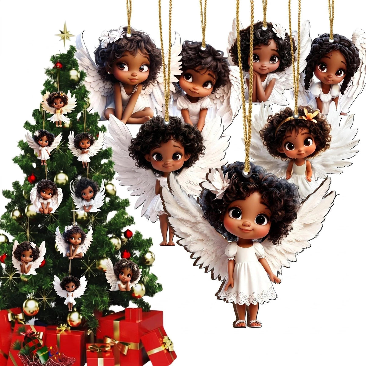 18Pcs Colorful Angel Christmas Ornaments
